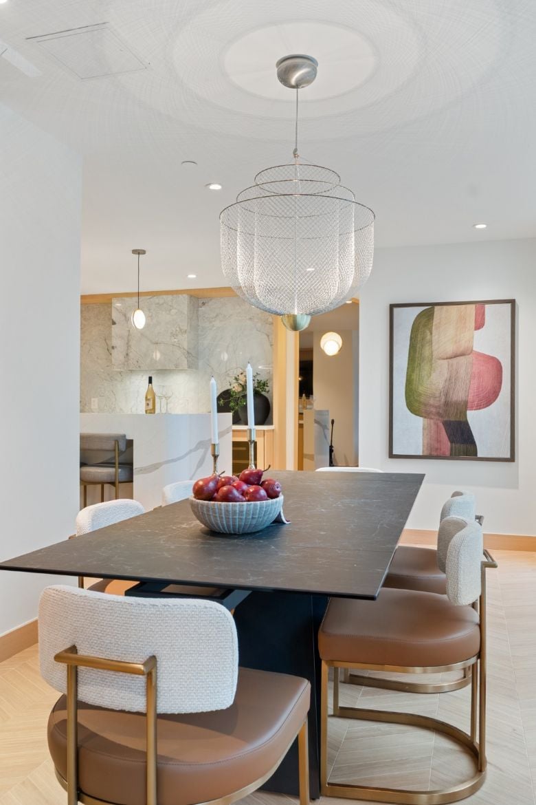 Amenity kitchen and lounge space at beautiful award-winning Monaco in White Rock by Solterra Development.